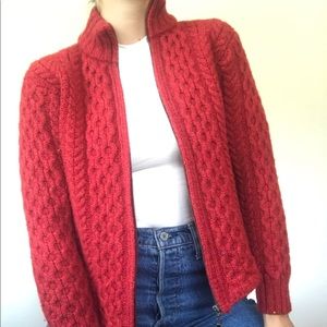100% Irish Wool Zip Up Sweater